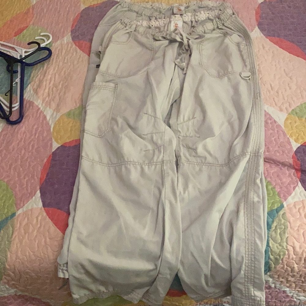 2 pair koi tan colored scrub pants